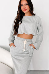 Times Like These Bubble Hem Crop Top (Heather Grey)