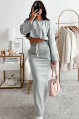 Conquering Today Sporty Knit Maxi Skirt (Heather Grey)