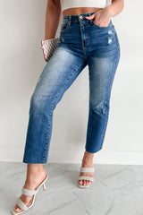 Juniper High Rise Tummy Control Special A Straight Jeans (Dark)