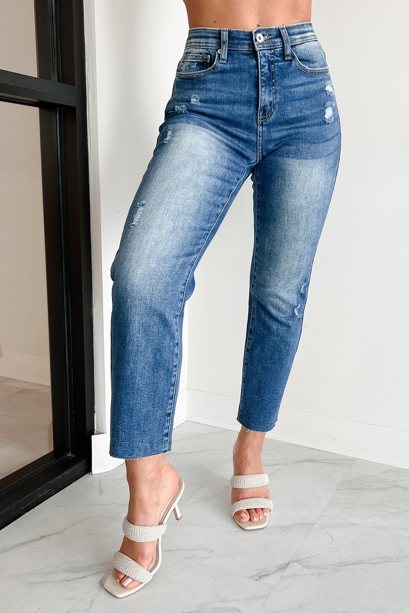 Juniper High Rise Tummy Control Special A Straight Jeans (Dark)