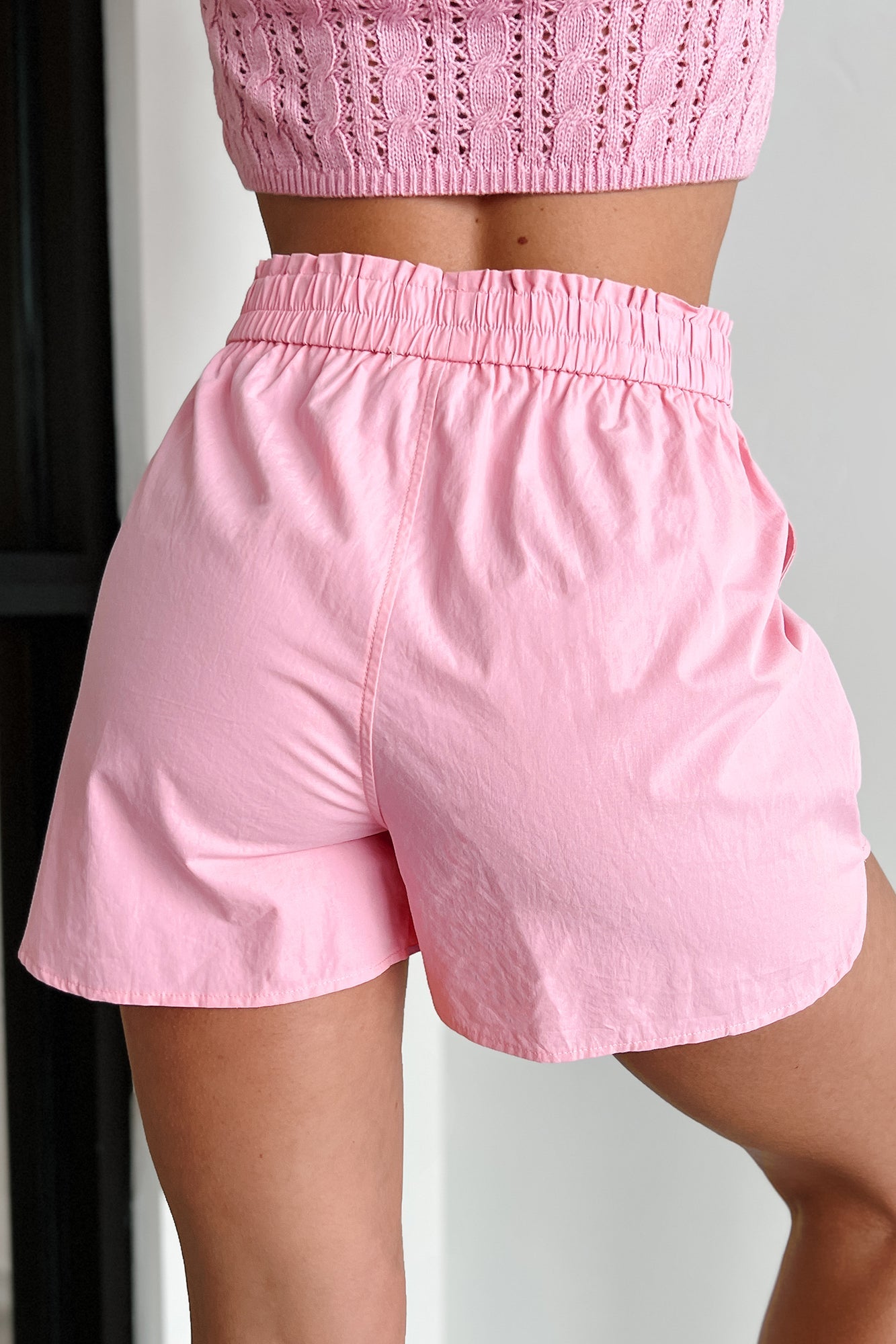 Leap Of Faith Elastic Waist Shorts (Pink)