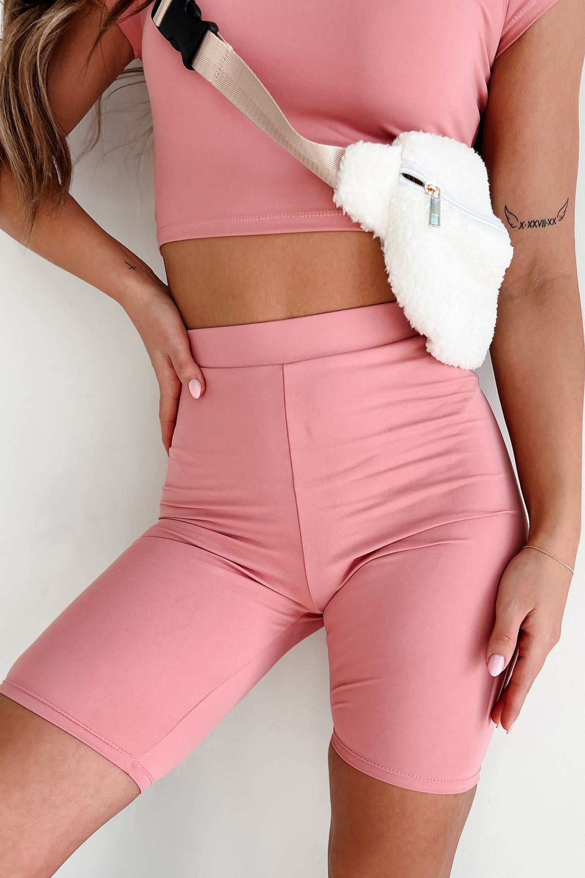 Hustle For The Muscle High Waist Biker Shorts (Rose)