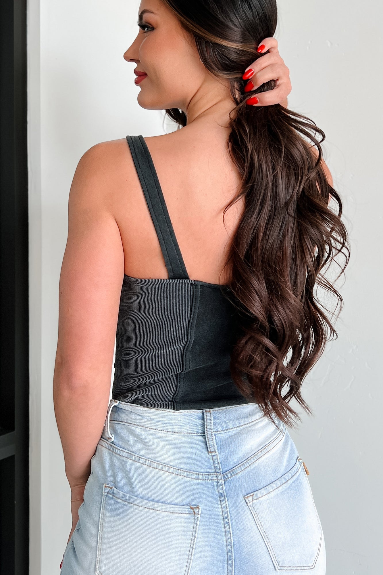 Rough Around The Edges Raw Edge Tank Bodysuit (Black)