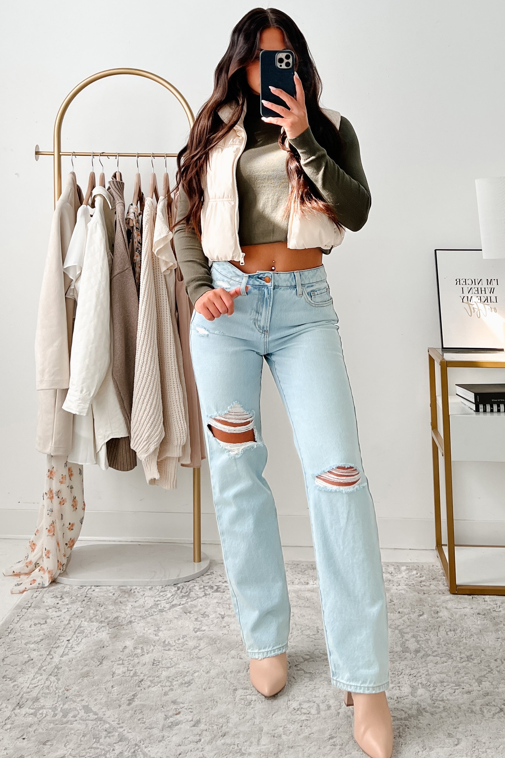 Atticus High Rise Distressed Sneak Peak Straight Leg Jeans (Light)