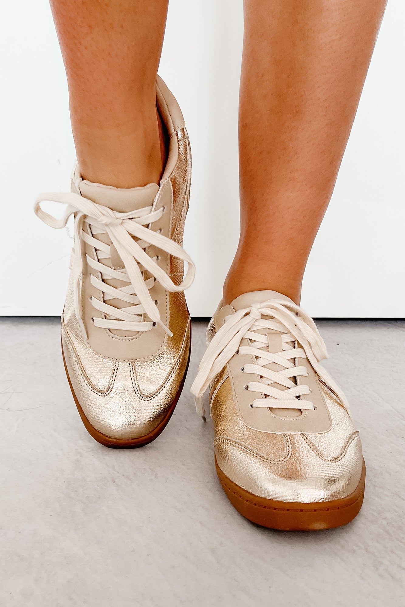 Golden As Ever Metallic Lace-Up Sneakers (Gold)