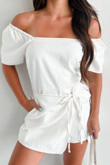 Nylah Denim Skort Romper (White)