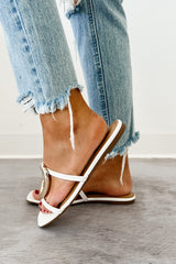Forever Golden Strappy Square Toe Sandals (White)