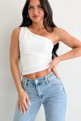 Slow & Sweet One Shoulder Top (Off White)