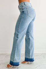Andrew Wide Leg Mid Rise Judy Blue Jeans (Light)