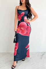 Call Me Maybe Sleeveless Floral Maxi Dress (Black)