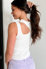 Sarcastically Yours Ribbed Asymmetric Tank (Off White)
