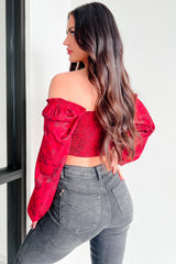Romantic Plans Peasant Sleeve Floral Top (Red)