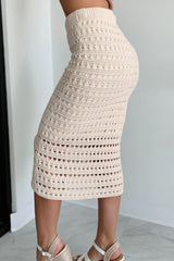 Breezy Finesse Crochet Midi Skirt (Cream)