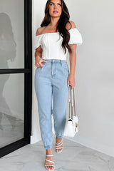 Letting You In Square Neck Corset Knit Bodysuit (Off White)