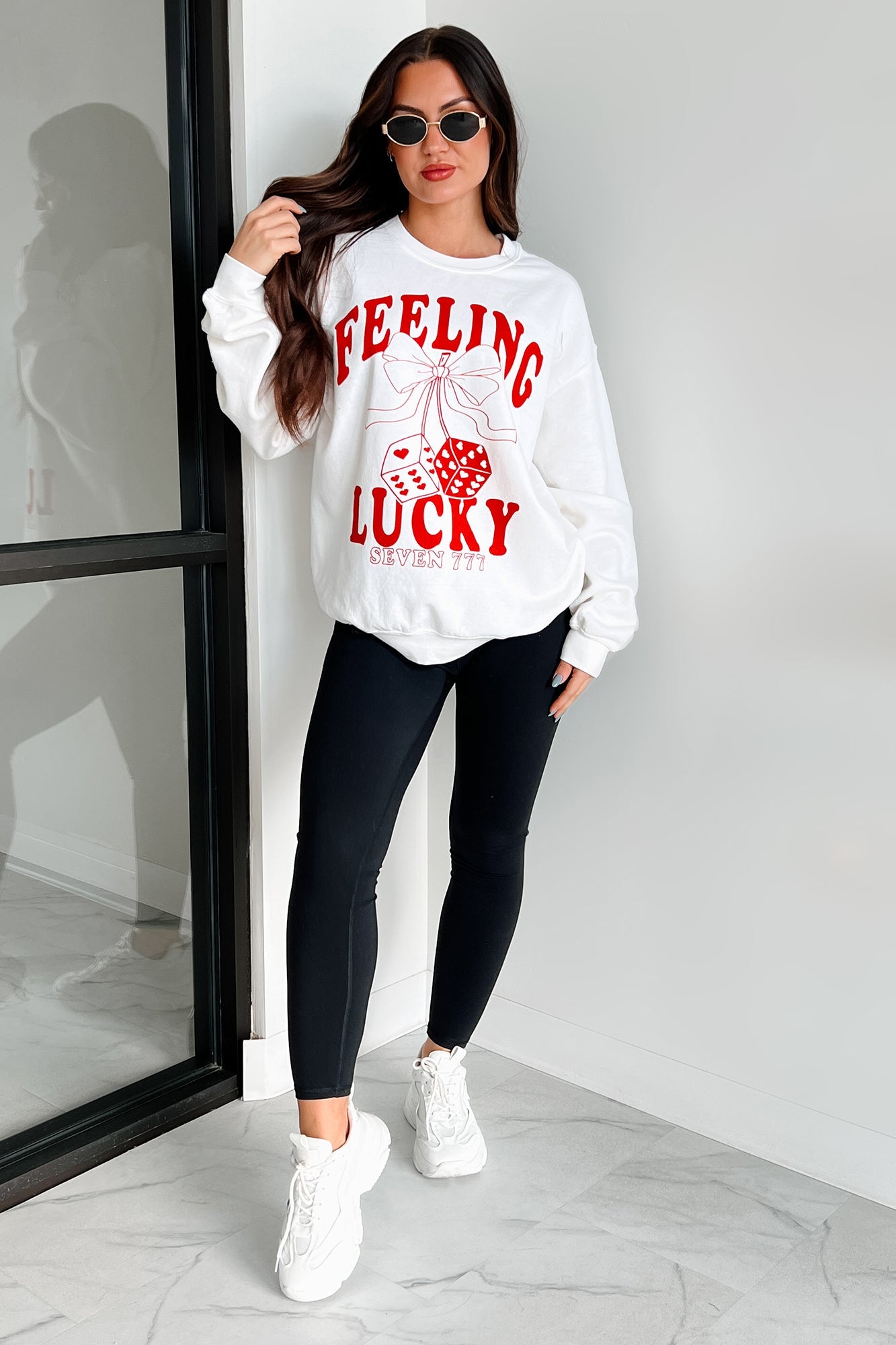 Lucky Sevens Oversized Graphic Sweatshirt (Cream)