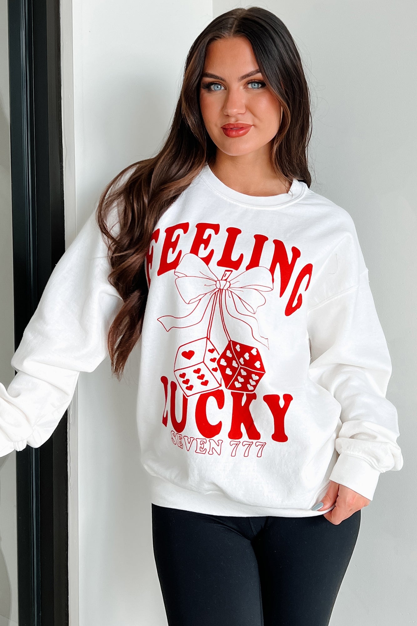 Lucky Sevens Oversized Graphic Sweatshirt (Cream)