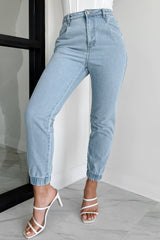 Edison Elastic Cuff Jogger Jeans (Light Denim)