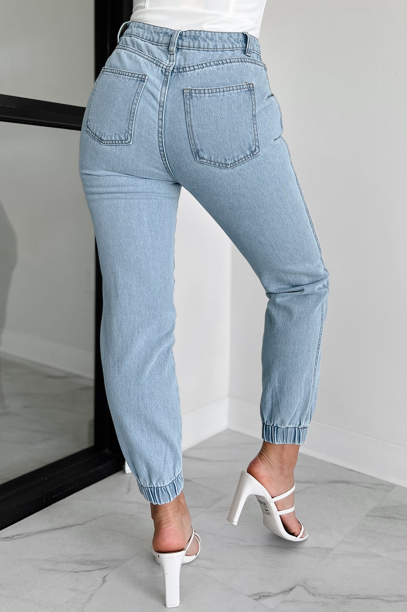 Edison Elastic Cuff Jogger Jeans (Light Denim)
