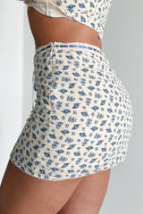 Watch Me Bloom Floral Mini Skirt (Blue)