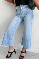 Ansel High Rise Crop Wide Leg Sneak Peek Jeans (Light)