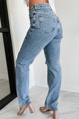 Orson High Rise Distressed Straight Leg Dogma Jeans (Medium Wash)