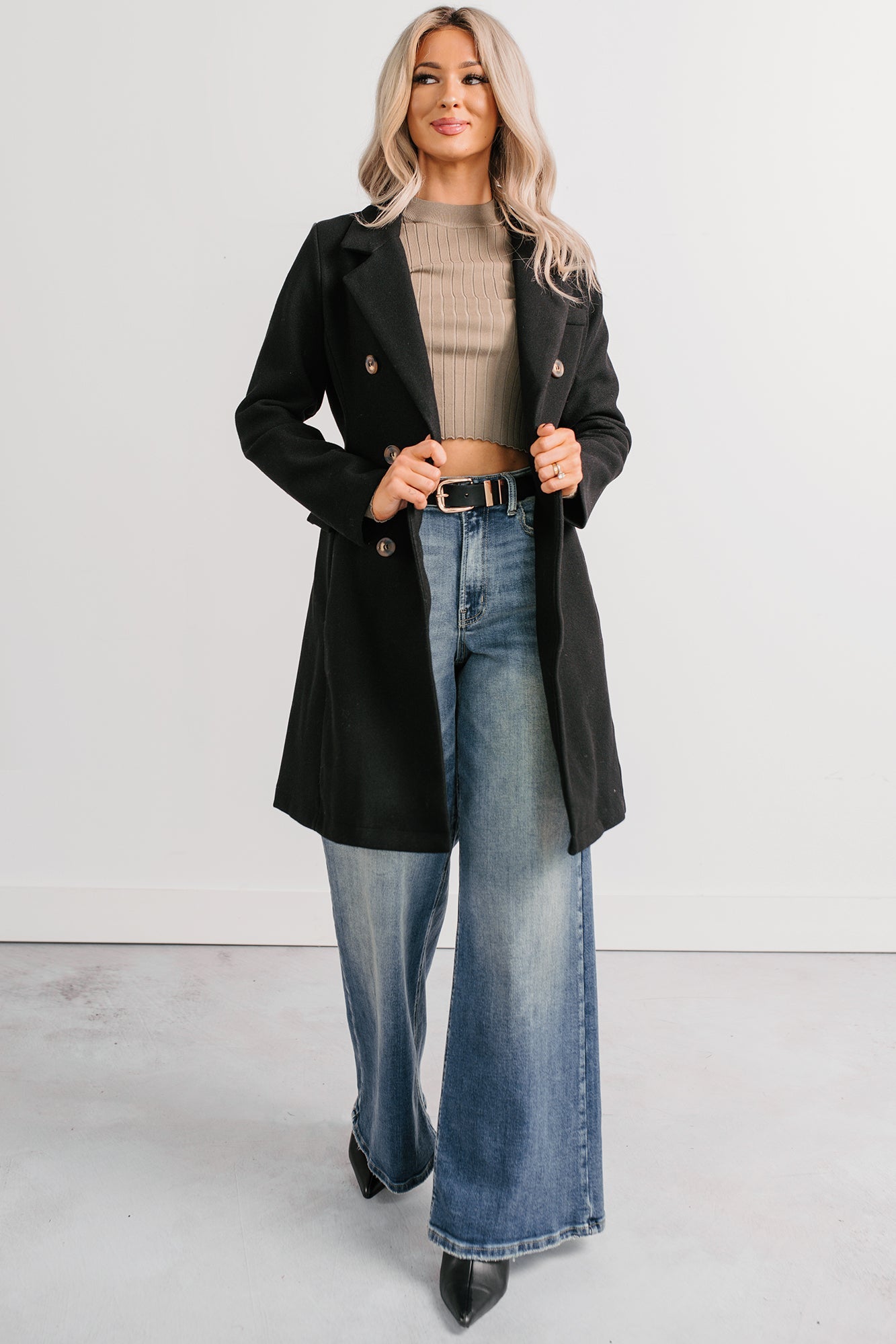 Downtown Drift Button Up Lightweight Coat (Black)