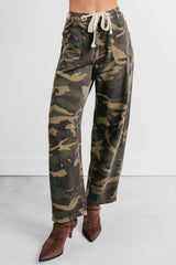 Think Of Me Denim Waist Tie Wide Leg Pants (Camo)