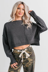 Warm December Ribbed Crop Sweater (Black)