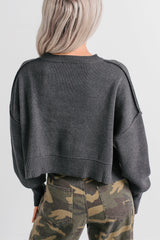 Warm December Ribbed Crop Sweater (Black)