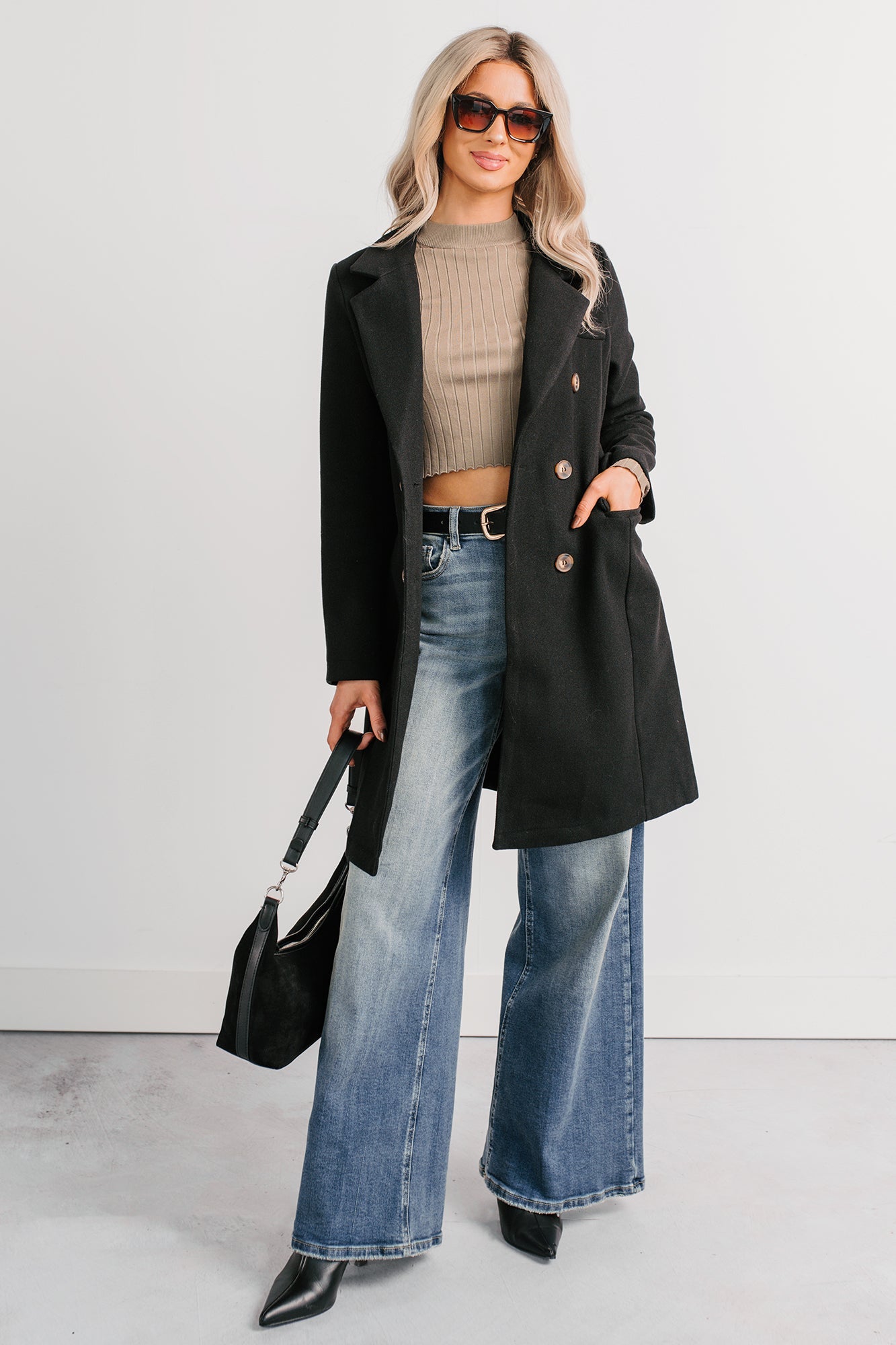 Downtown Drift Button Up Lightweight Coat (Black)