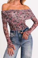 Daisy Fresh Off The Shoulder Floral Bodysuit (Black)