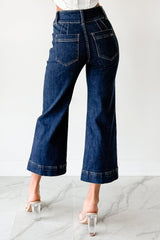 Tatum Wide Leg Mica Denim Crop Jeans (French Navy)