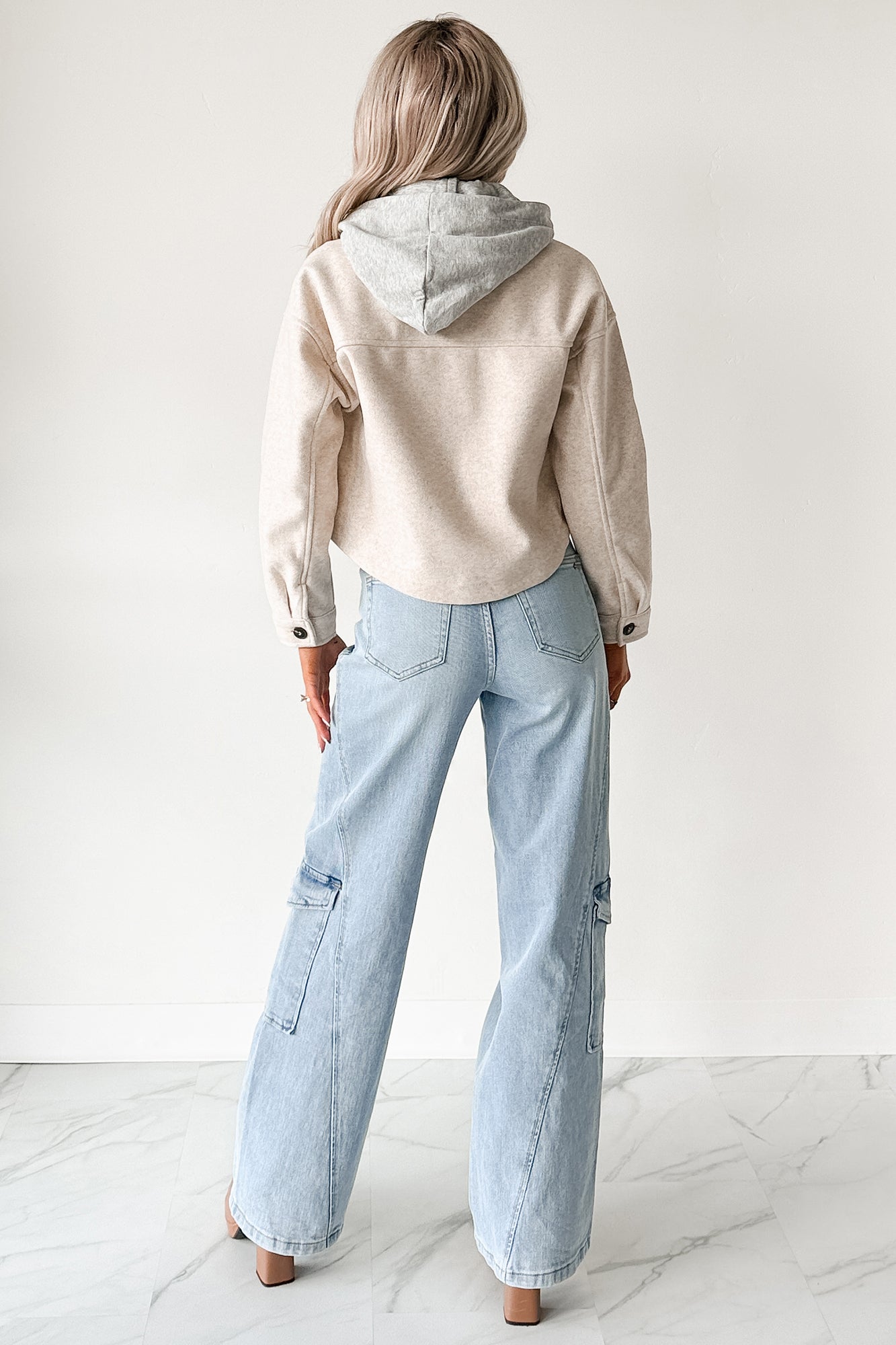 Holding Steady Button-Up Hoodie Jacket (Ivory)
