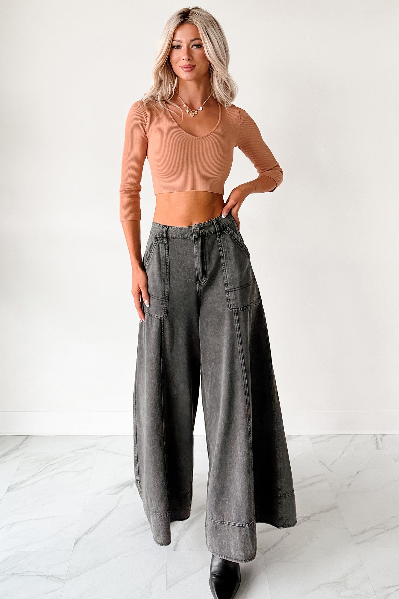 Norris Ultra Wide Leg Mustard Seed Jeans (Charcoal)