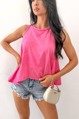 Lazy Day Love Mineral Wash Cotton Tank Top (Pink)