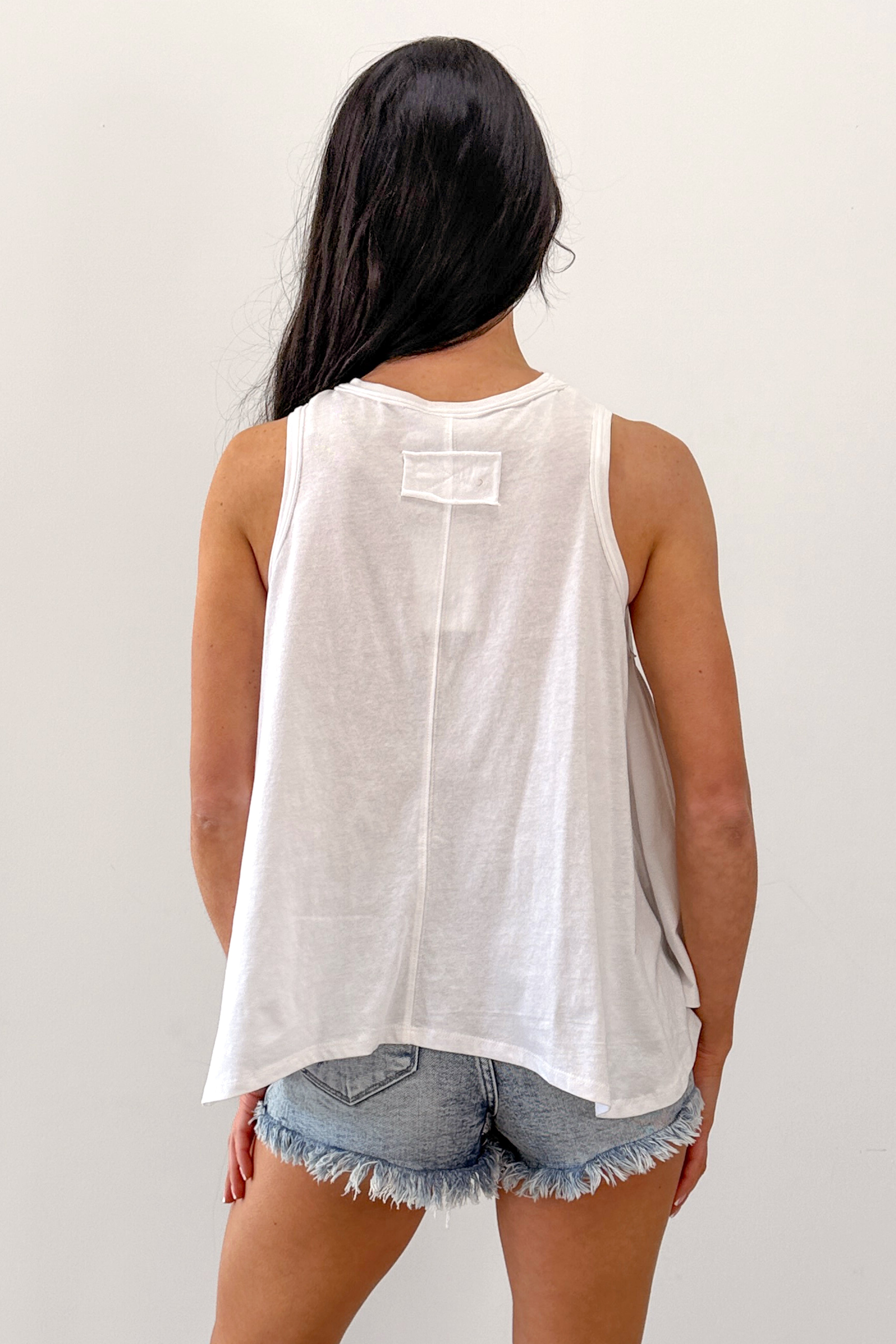 Lazy Day Love Mineral Wash Cotton Tank Top (White)