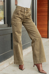 Henley Wide Leg Mica Denim Jeans (Fern Green)