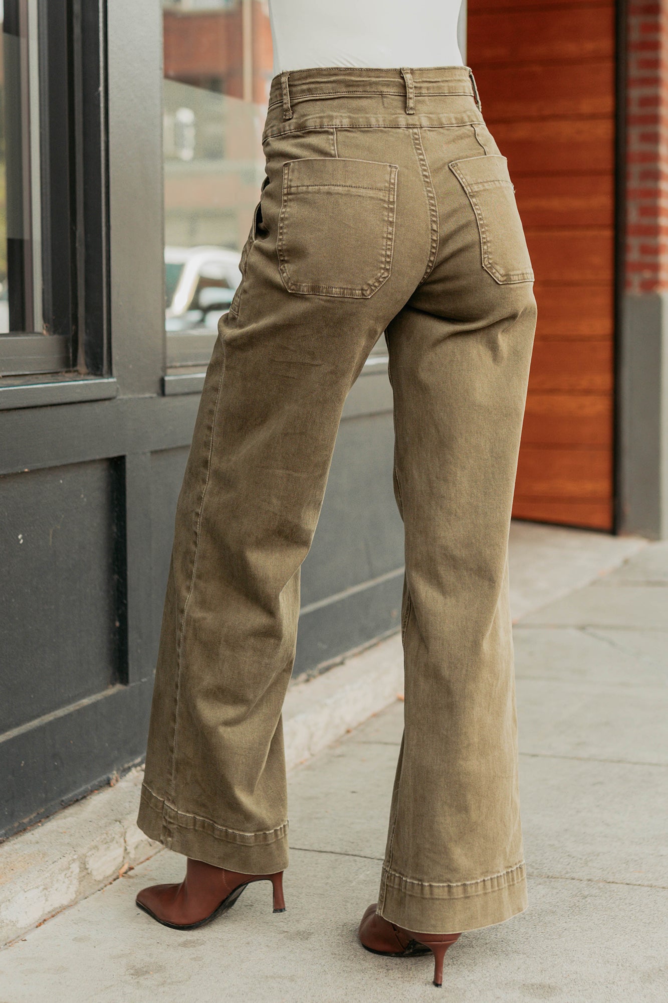 Henley Wide Leg Mica Denim Jeans (Fern Green)