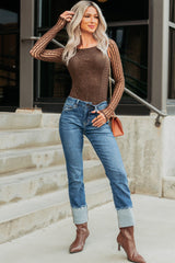 Ava Straight Leg Cuffed Mica Denim Jeans (Dark)