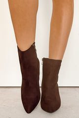 Under Control Faux Suede Heeled Booties (Brown)