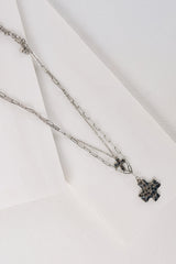Grace Held Layered Hammered Cross Necklace (Silver)