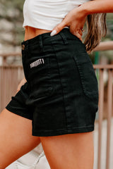 Exploring More High Rise Denim Shorts (Black)