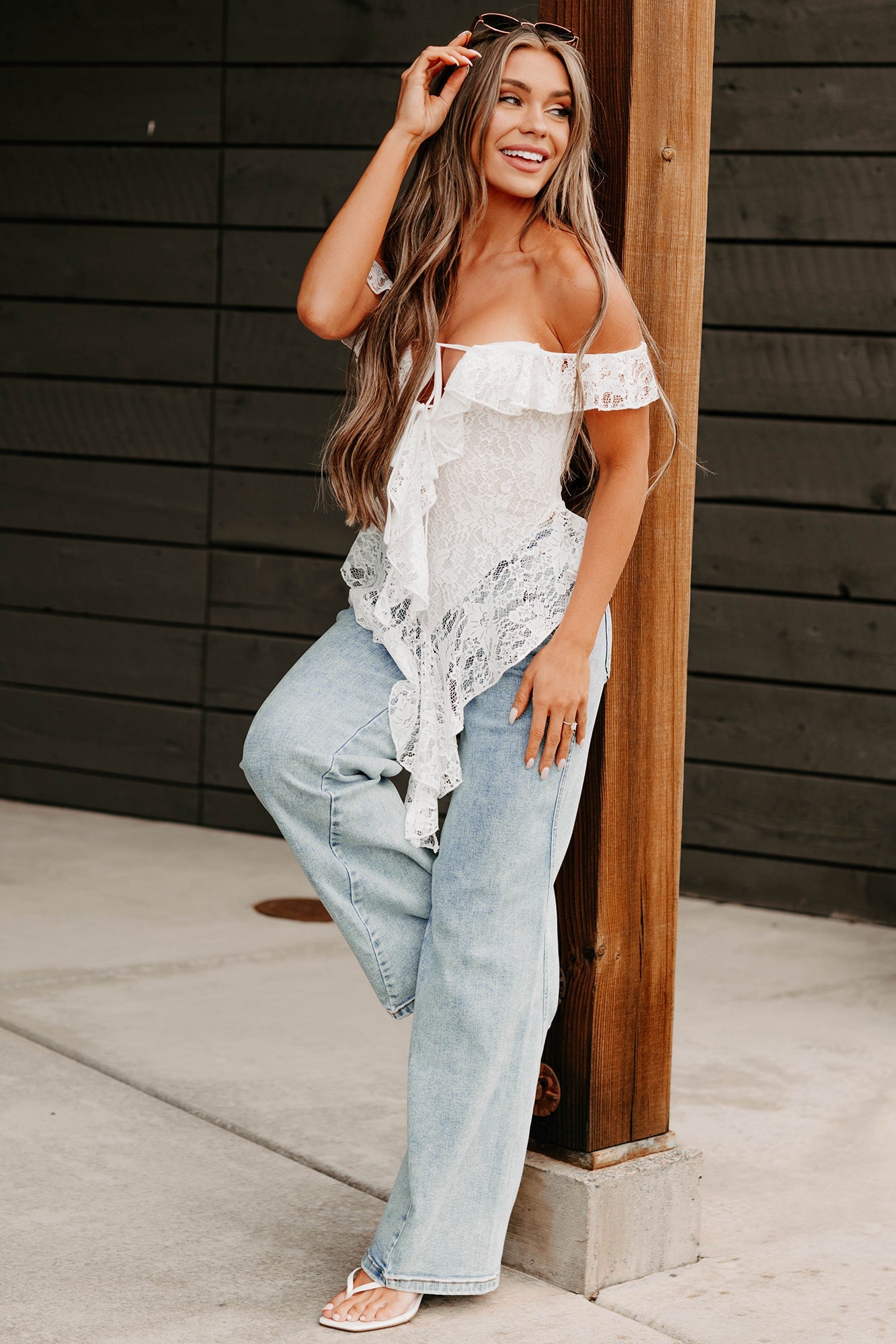 Soft Serenade Ruffle Lace Top (Off White)