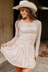 Sweet As Summer Floral Ruched Mini Dress (Blush)