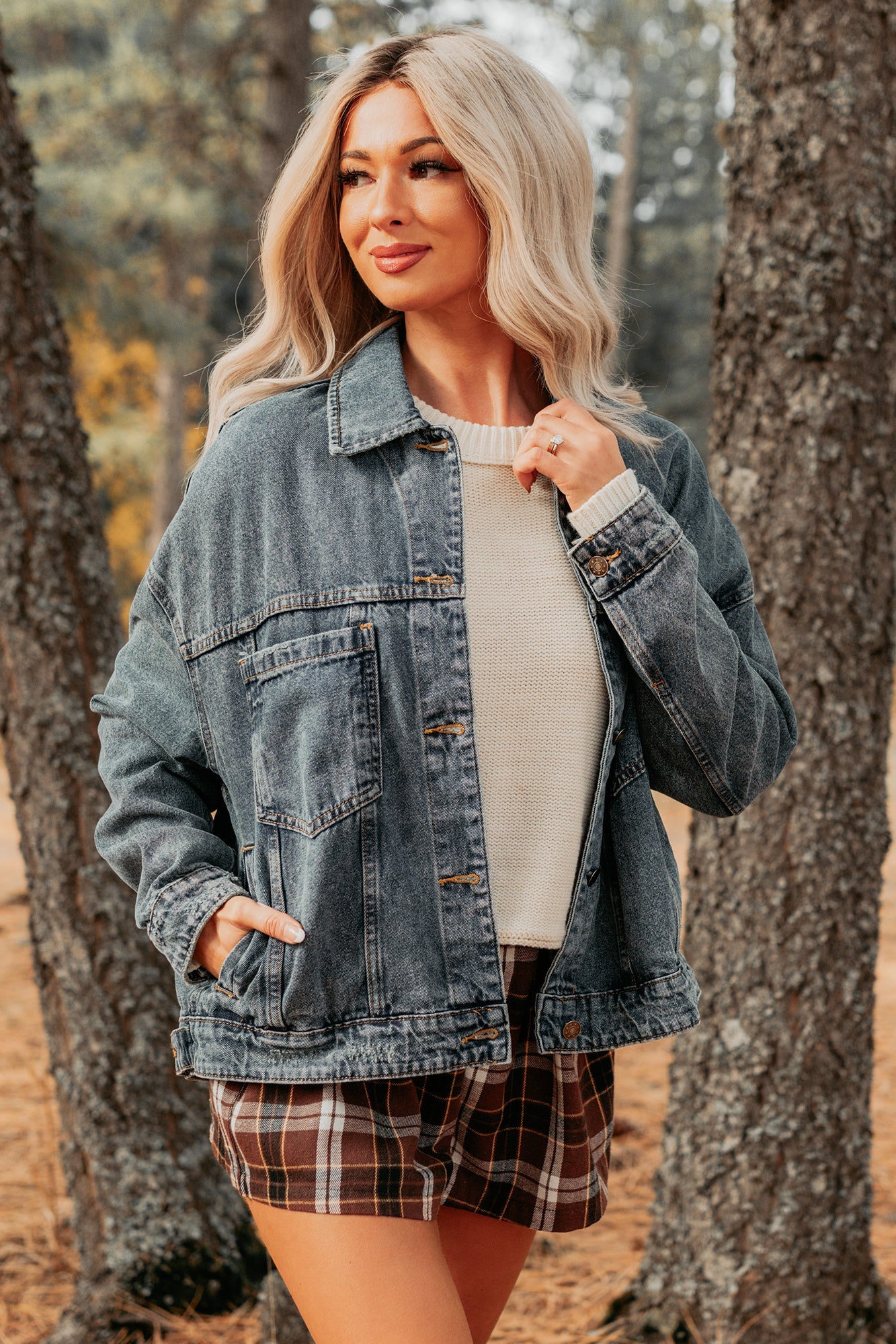 Backroad Wishes Washed Denim Jacket (Medium Wash)