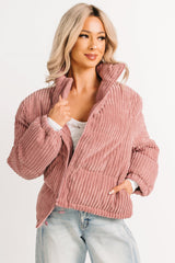 Purely Casual Corduroy Puffer Jacket (Mauve)