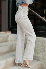 Haven Tummy Control Saige Denim Straight Jeans (Silver Grey)
