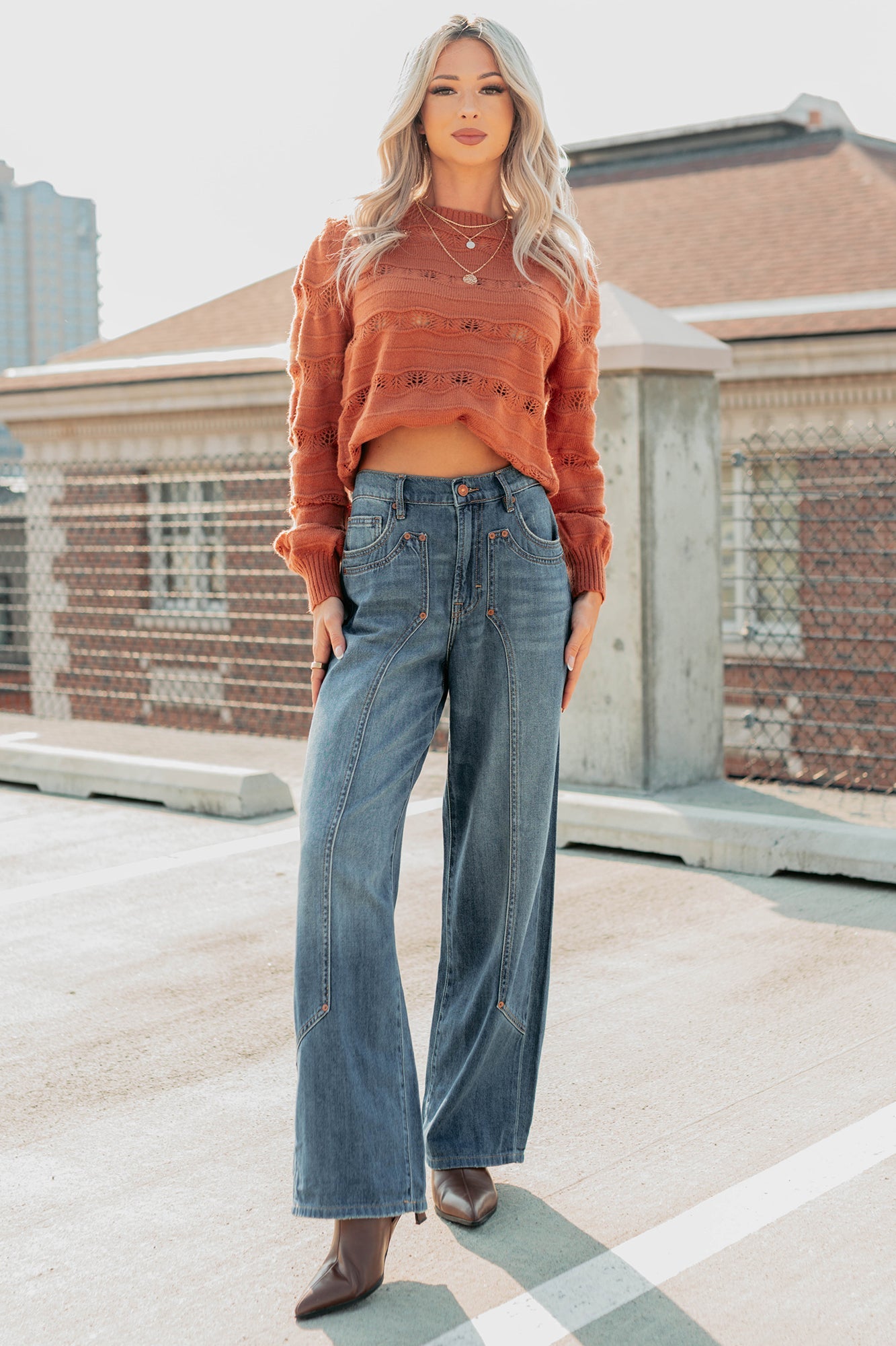 Elise Vintage Baggy Wide Leg Hidden Jeans (Medium)
