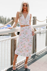 Always Beautiful Floral Satin Skirt (Baby Pink)