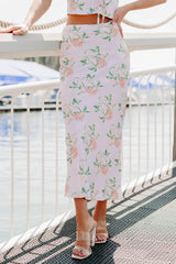 Always Beautiful Floral Satin Skirt (Baby Pink)
